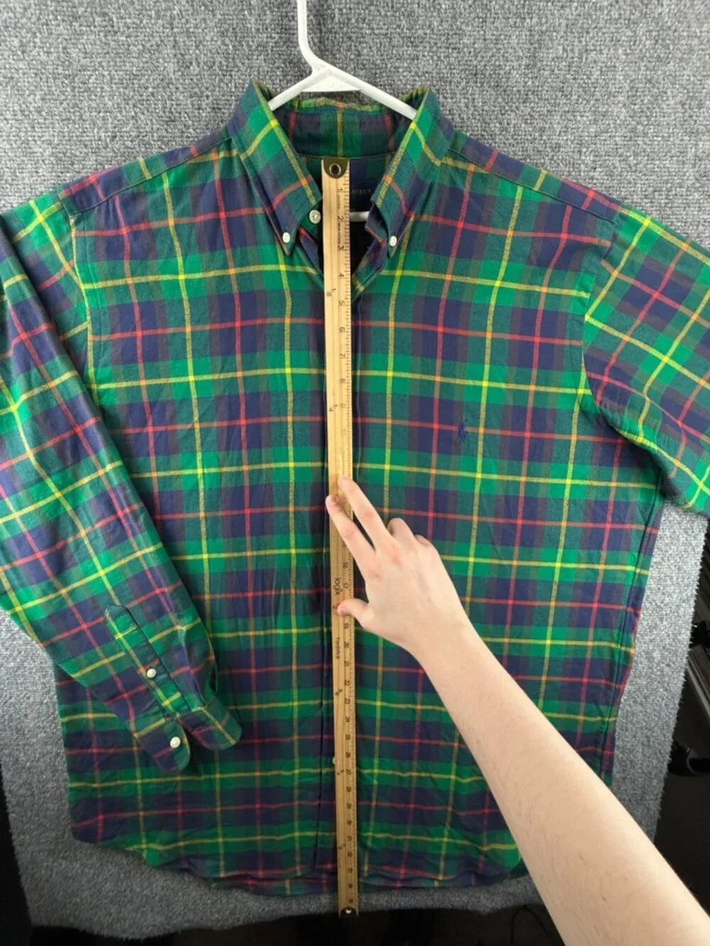 Ralph Lauren Performance Flannel Button Up Shirt Men Green Purple XLT Tall